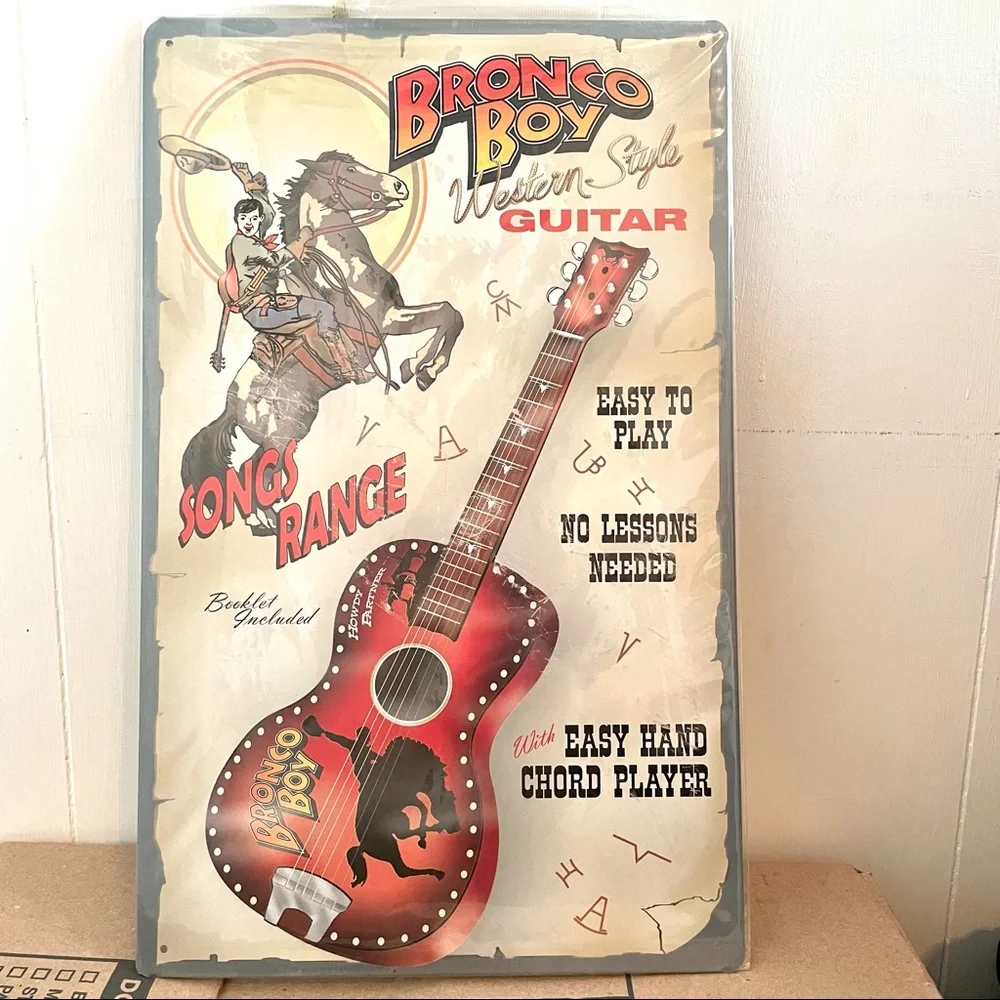 NEW Bronco Boy Guitar Metal Sign
